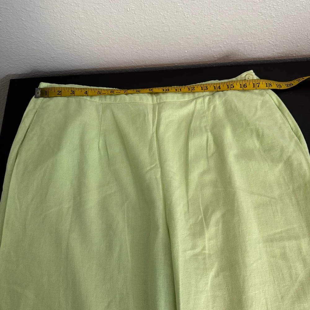 Rachel Rose Green Linen Eyelet Embroidered Wide Leg Pants - Picture 3 of 12